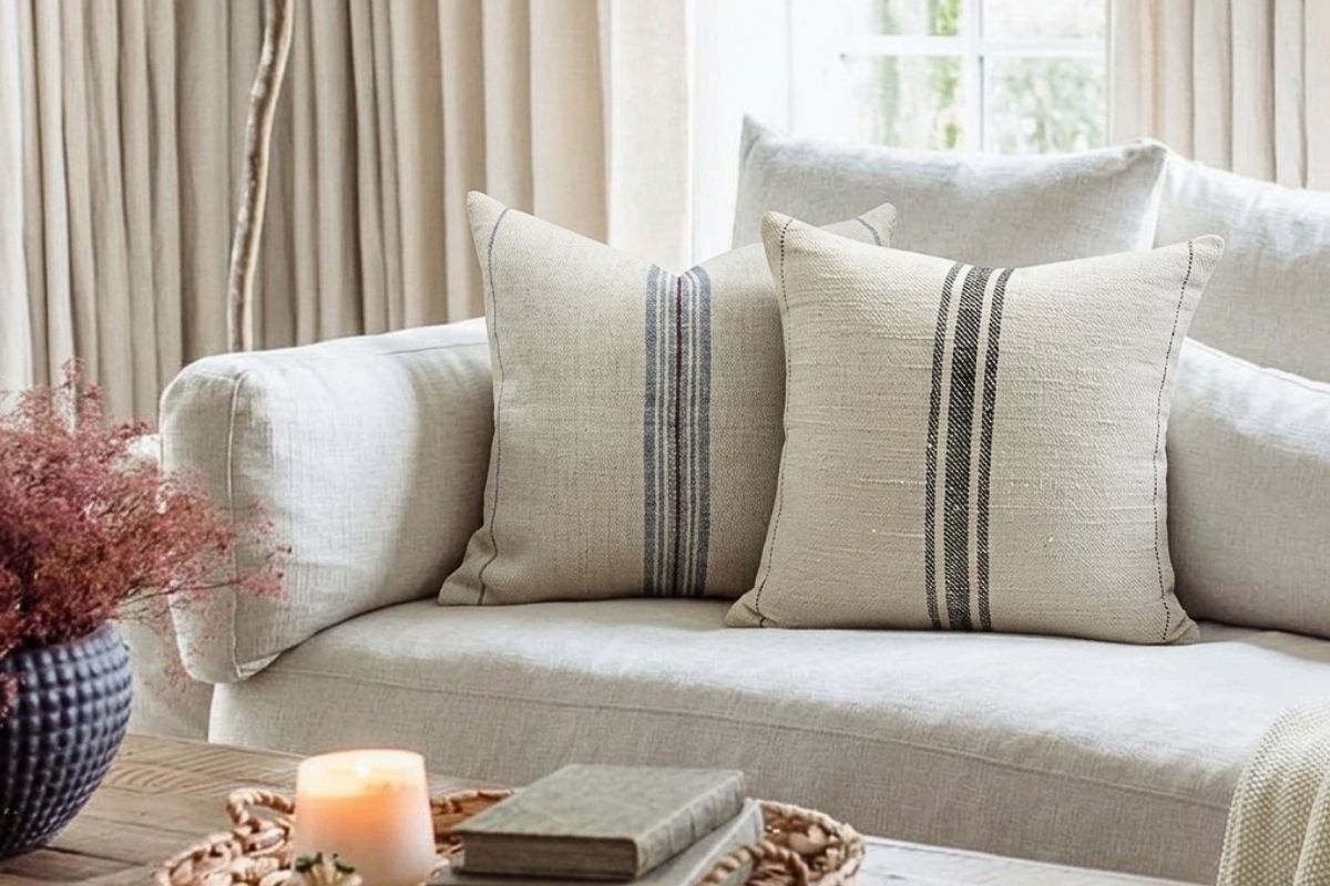 How to Style Antique Grain Sack Cushions: 9 Interiors, One Textile